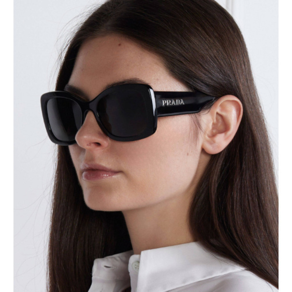 NWT Prada 0PR A08S-1AB5S0 Black Rectangle 56mm Sunglasses - Picture 1 of 5